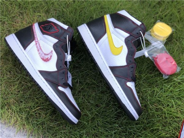 Air Jordan 1 Defiant White Black Gym Red yellow swoosh