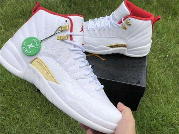 Air Jordan 12 FIBA White University Red gold