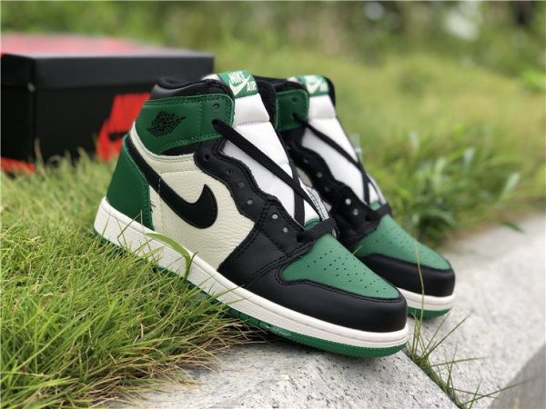 GS Air Jordan 1s High Pine Green White shoes