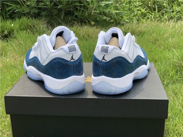 Navy Snakeskin Air Jordan 11 Low heel