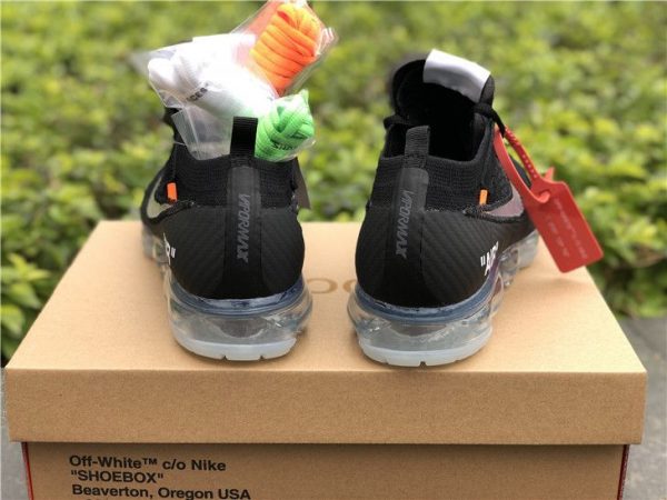 Nike VaporMax 2018 Off-White Black Total Crimson heel