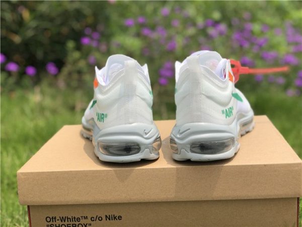 Off-White X Nike Max 97 White Green Swoosh heel