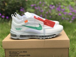 Off-White X Nike Max 97 Wolf Grey-White-Menta Green Swoosh