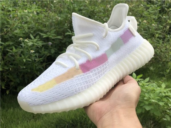 Adidas Yeezy 350 Boost V2 White Colorfull Strip on hand