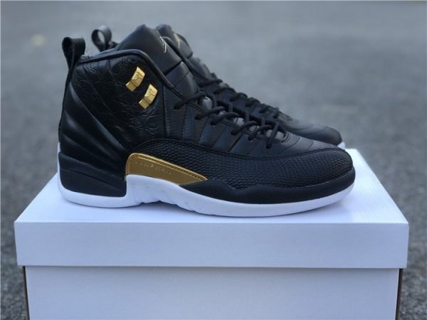 Air Jordan 12 Midnight Black Black Metallic Gold