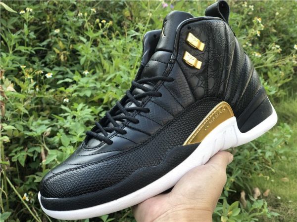 Air Jordan 12 Midnight Black Black Metallic Gold on hand