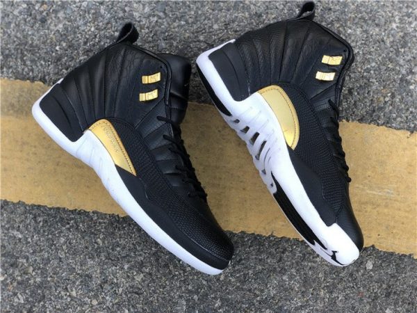 Air Jordan 12 Midnight Black Black Metallic Gold panel