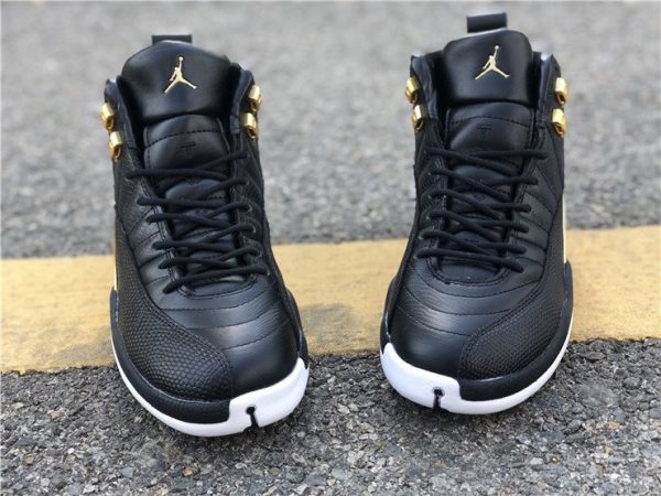 Air Jordan 12 Midnight Black Black Metallic Gold toe