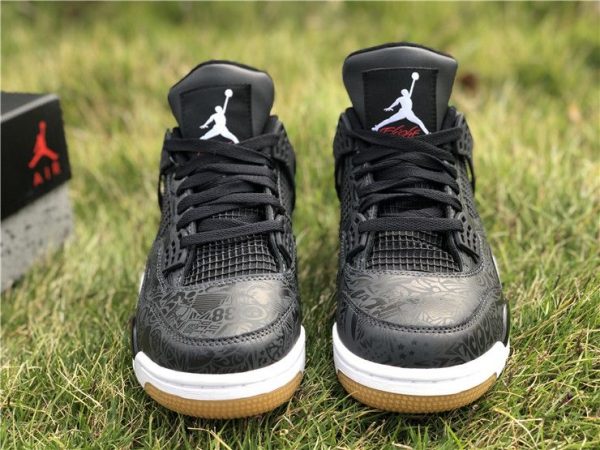 Air Jordan 4 Black Laser Gum tongue