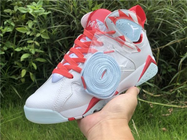 Air Jordan 7 GS Topaz Mist white red