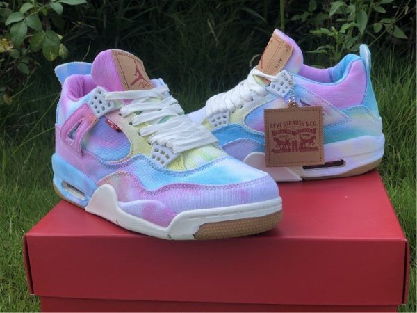 Custom Vintage Air Jordan 4 X Leevi Tie-dyed footwear