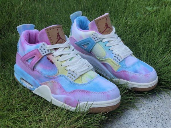 Custom Vintage Air Jordan 4 X Leevi Tie-dyed shoes