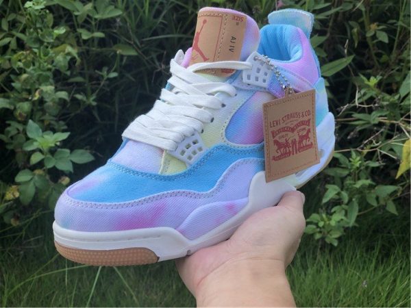 Custom Vintage Air Jordan 4 X Leevi Tie-dyed trainer