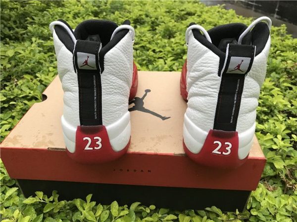 Jordan 12 Cherry White Red heel