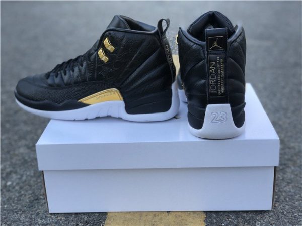 Jordan 12 Retro Black Metallic Gold White shoes