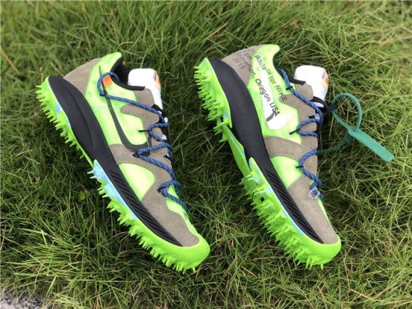 Off-White Nike Zoom Terra Kiger 5 Electric Green sides