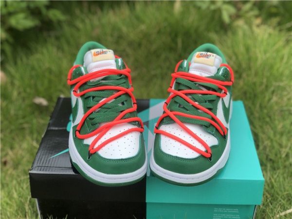 Off-White x Nike Dunk Low Pine Green front look