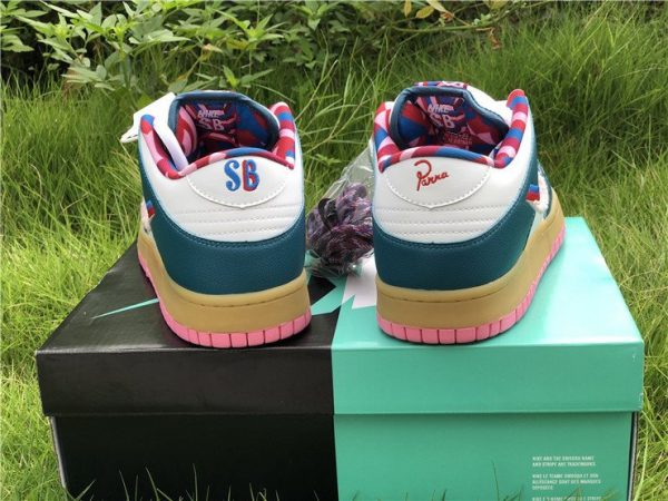 Parra x Nike SB Dunk Low Midnight Turquoise-White heel