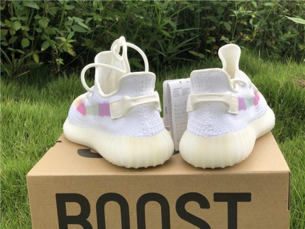 Yeezy 350 Boost V2 White Colorfull Strip heel