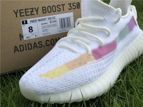 Yeezy 350 Boost V2 White Colorfull Strip toe