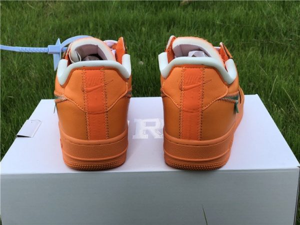 Air Force 1 Low X Off-White Orange Metalic Silver heel