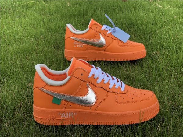 Air Force 1 Low X Off-White Orange Metalic Silver shoes