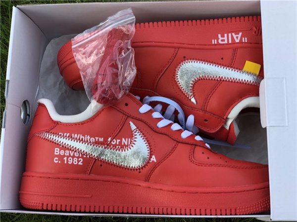 Air Force 1 Low X Off-White University Red Silver in box