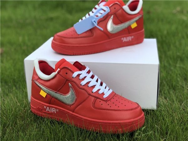Air Force 1 Low X Off-White University Red Silver panel