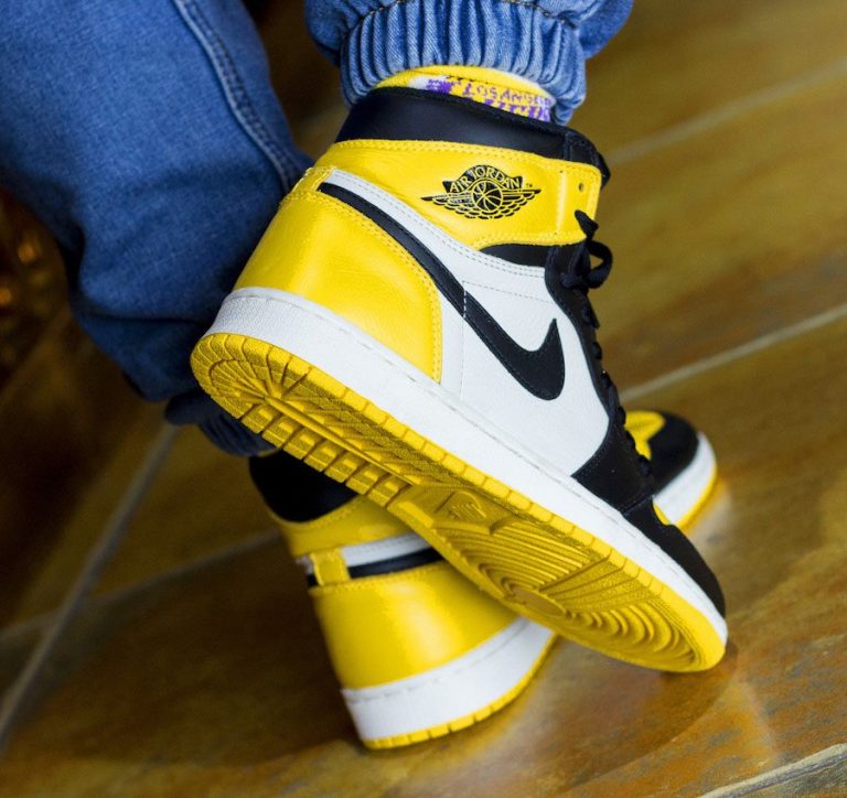 yellow toe jordan 1 on feet