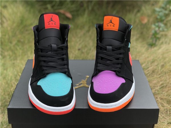 nike air jordan 1 mid black multicolor reflective