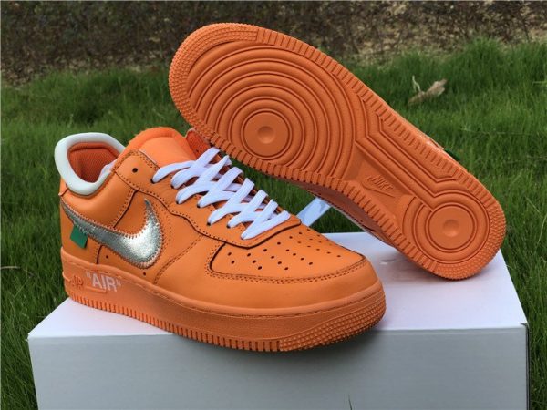 Off-White Air Force 1 Low Orange Metalic Silver shoes