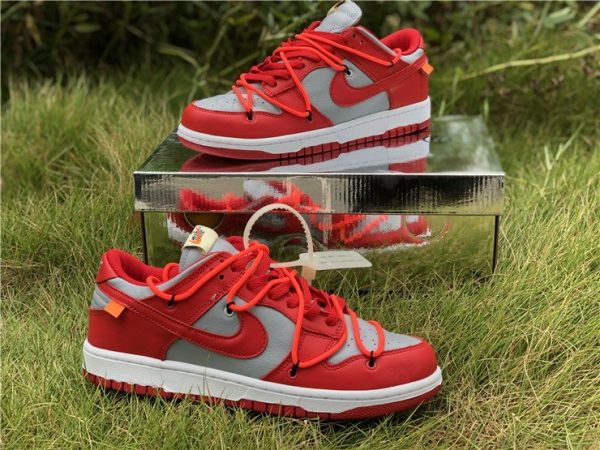 Off-White x Nike Dunk Low University Red lateral