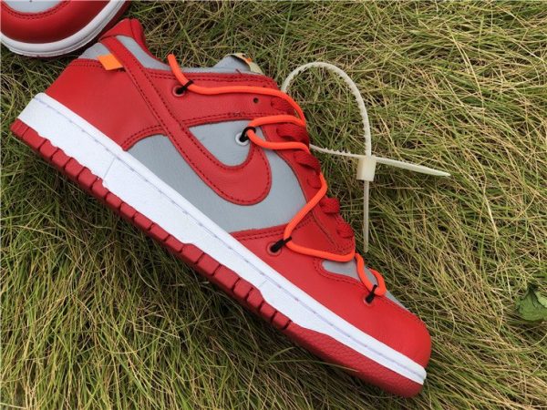 Off-White x Nike Dunk Low University Red swoosh