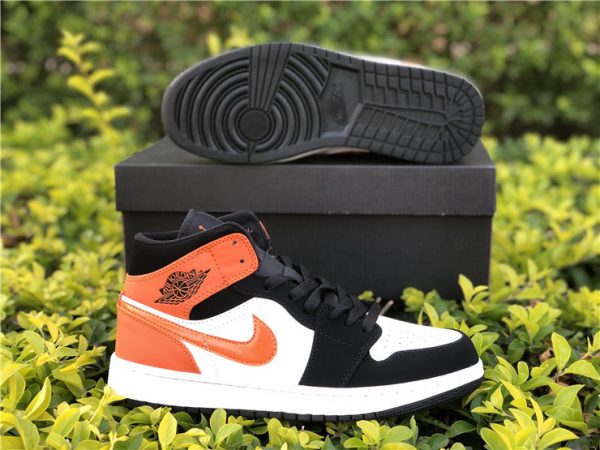 Air Jordan 1 Mid Black White Starfish Orange