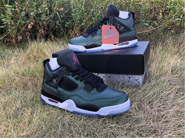 Air Jordan 4s Laser Shiny Green close look