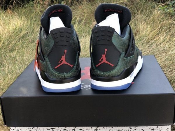 Air Jordan 4s Laser Shiny Green heel