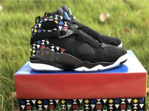 Black Jordan 8 Retro Quai 54 panel