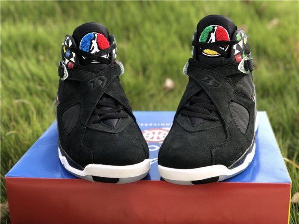 Black Jordan 8 Retro Quai 54 tongue