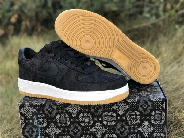 Fragment CLOT Nike Air Force 1 Black gum sole