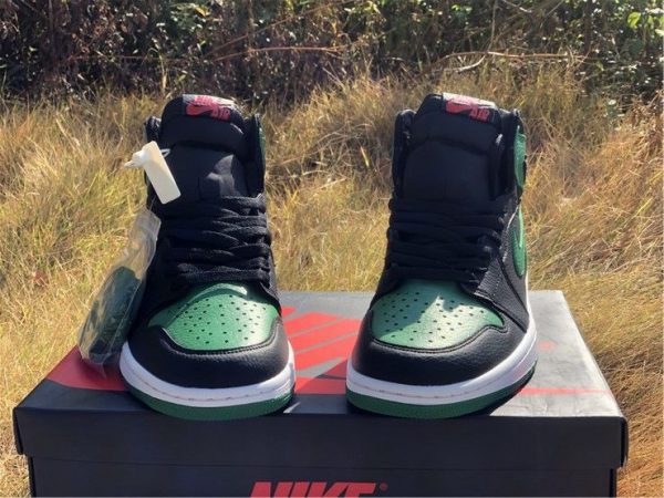 Air Jordan 1 High OG Black Pine Green nike air on tongue