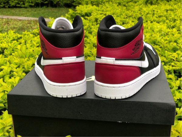 Air Jordan 1 Mid Black Noble Red heel