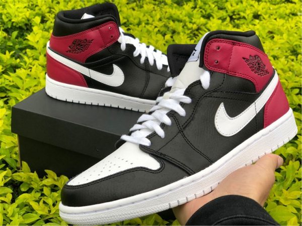 Air Jordan 1 Mid Black Noble Red shoes