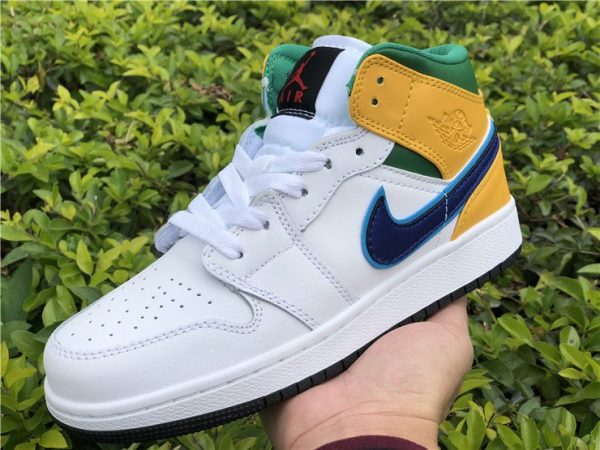 Air Jordan 1 Mid GS White Court Purple-Spirit Teal on hand