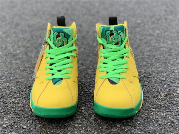 Air Jordan 7 Oregon Ducks PE Vibrant Yellow front look