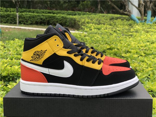 GS Air Jordan 1 Mid SE Black Amarillo Orange