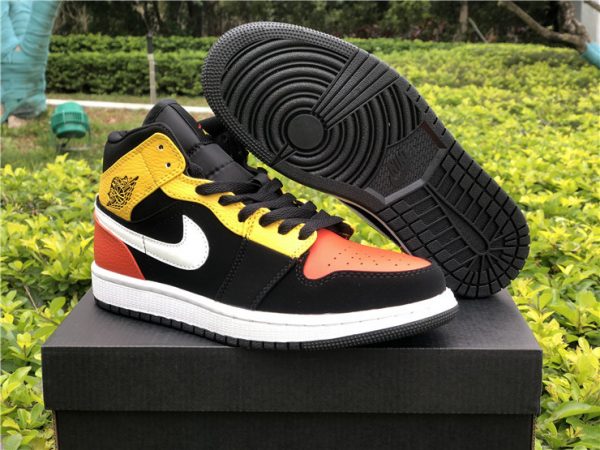 Jordan 1 Mid SE Black Amarillo Orange for sale