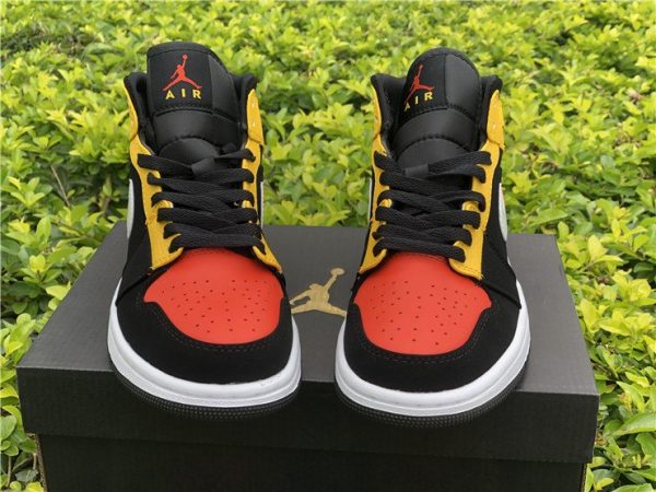 Jordan 1 Mid SE Black Amarillo Orange upper