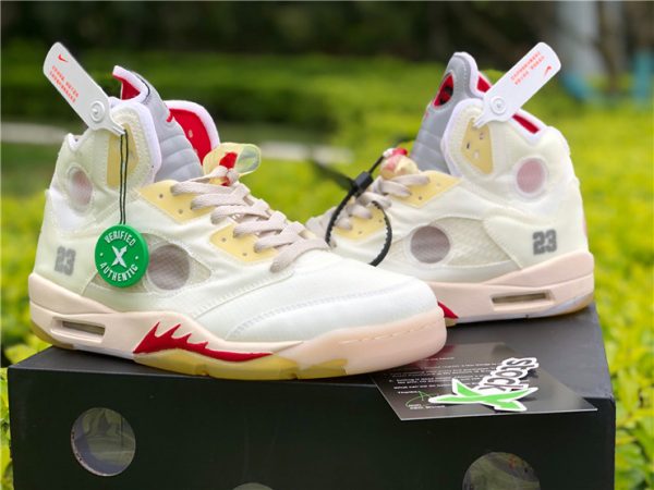 Virgil Off-White x Air Jordan 5 White red