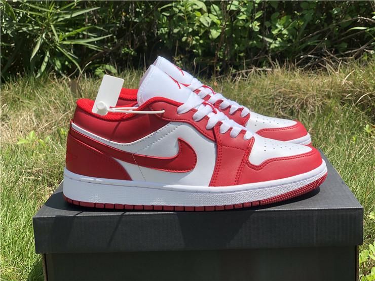 Jordan - AIR JORDAN 1 LOW 'GYM RED/GYM RED-WHITE' - VegNonVeg