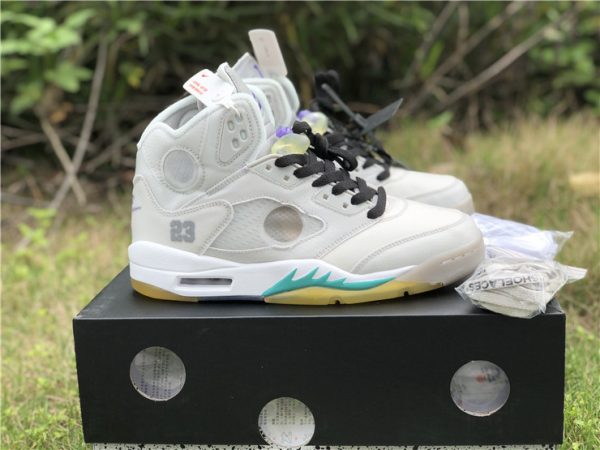 Off-White Air Jordan 5 White Beige Teal